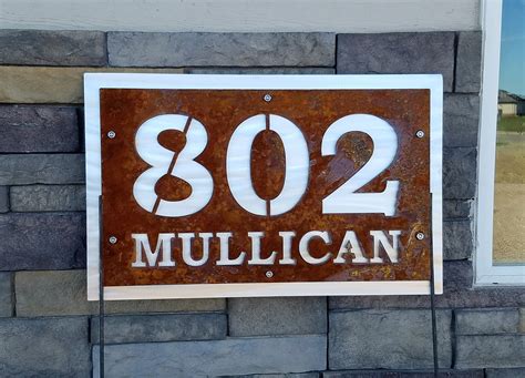 custom metal house numbers sign|outdoor metal address signs.